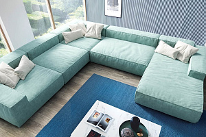 Мятный модульный диван, бескаркасный диван Фри Лаунж от Гливер